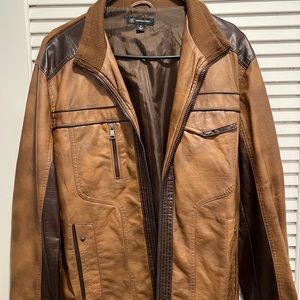 Men’s Medium INC Brown Leather Bomber Jacket